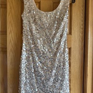 Guess Sequin Mini Dress in Silver and Cream